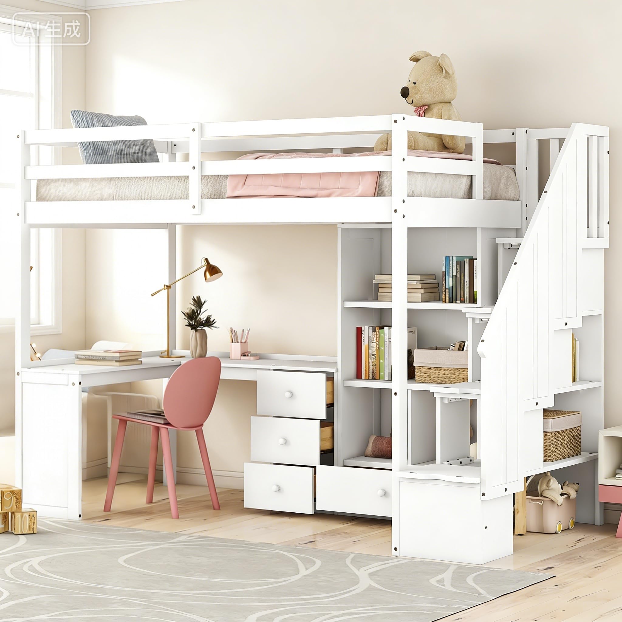 Amazon.com: Harper & Bright Designs Loft Bed Twin Size with